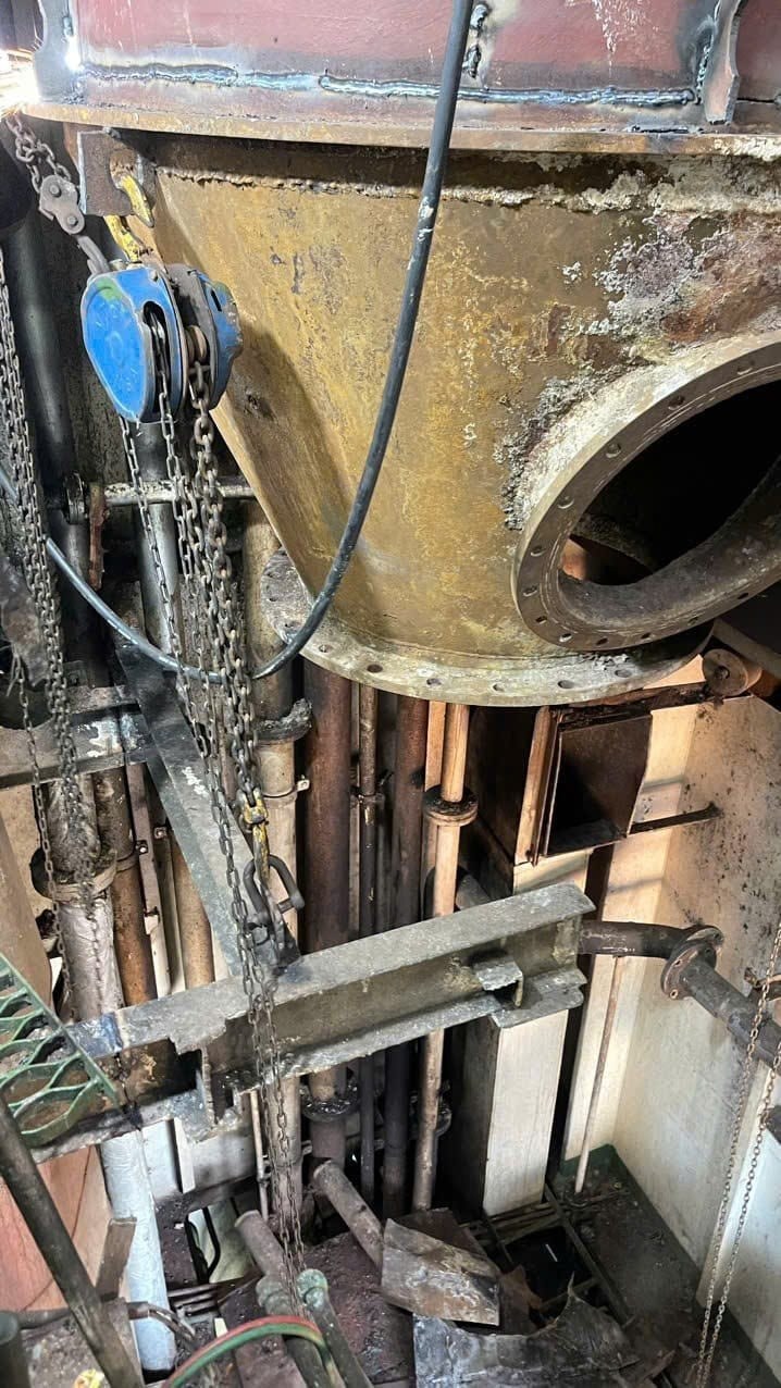 Boiler casing opened for repair