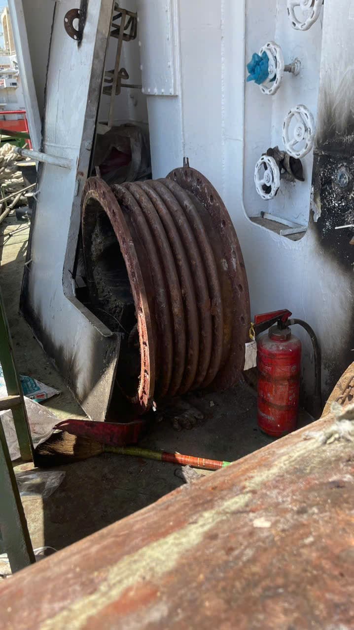 Boiler expansion joint removed for repair
