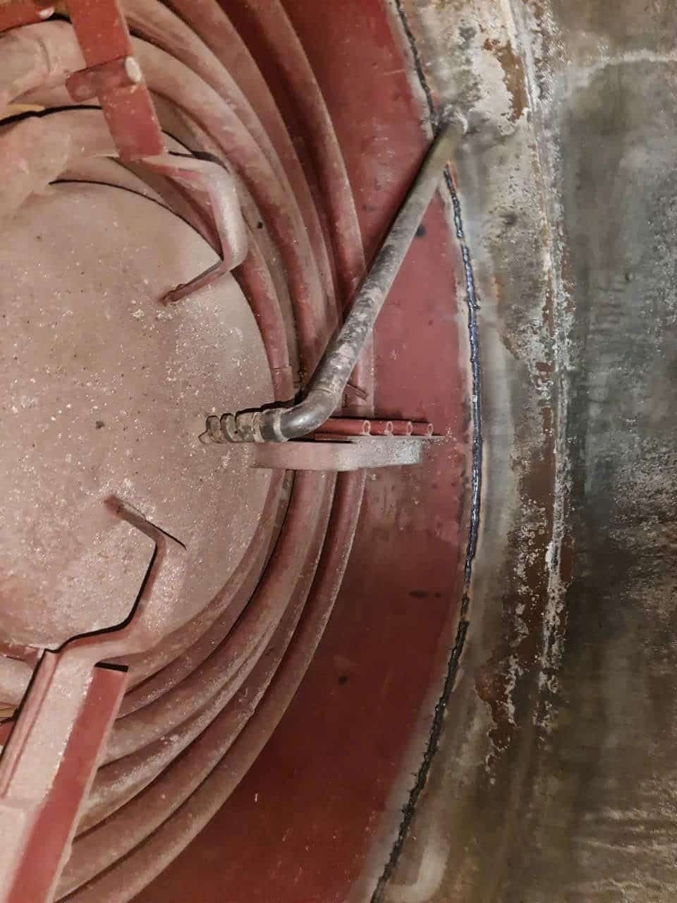 Boiler furnace tubes during inspection