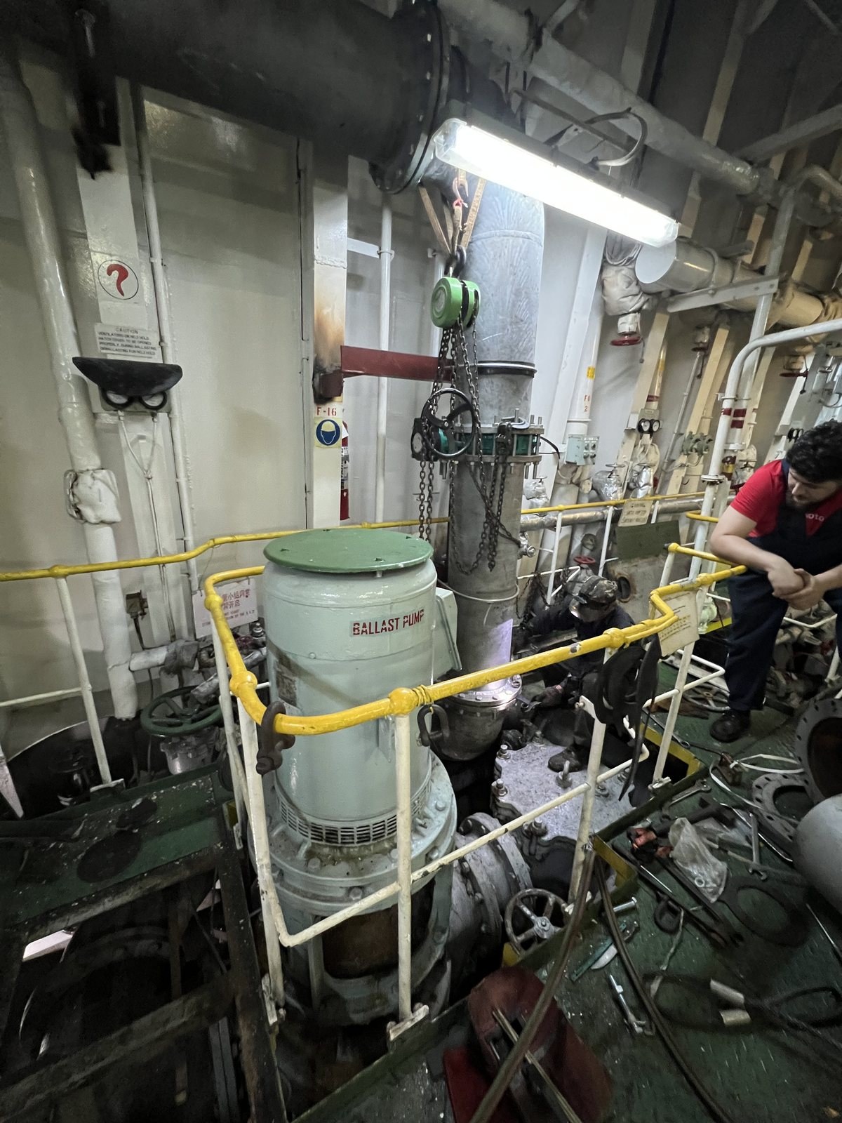 Ballast water filter unit installed in the engine room