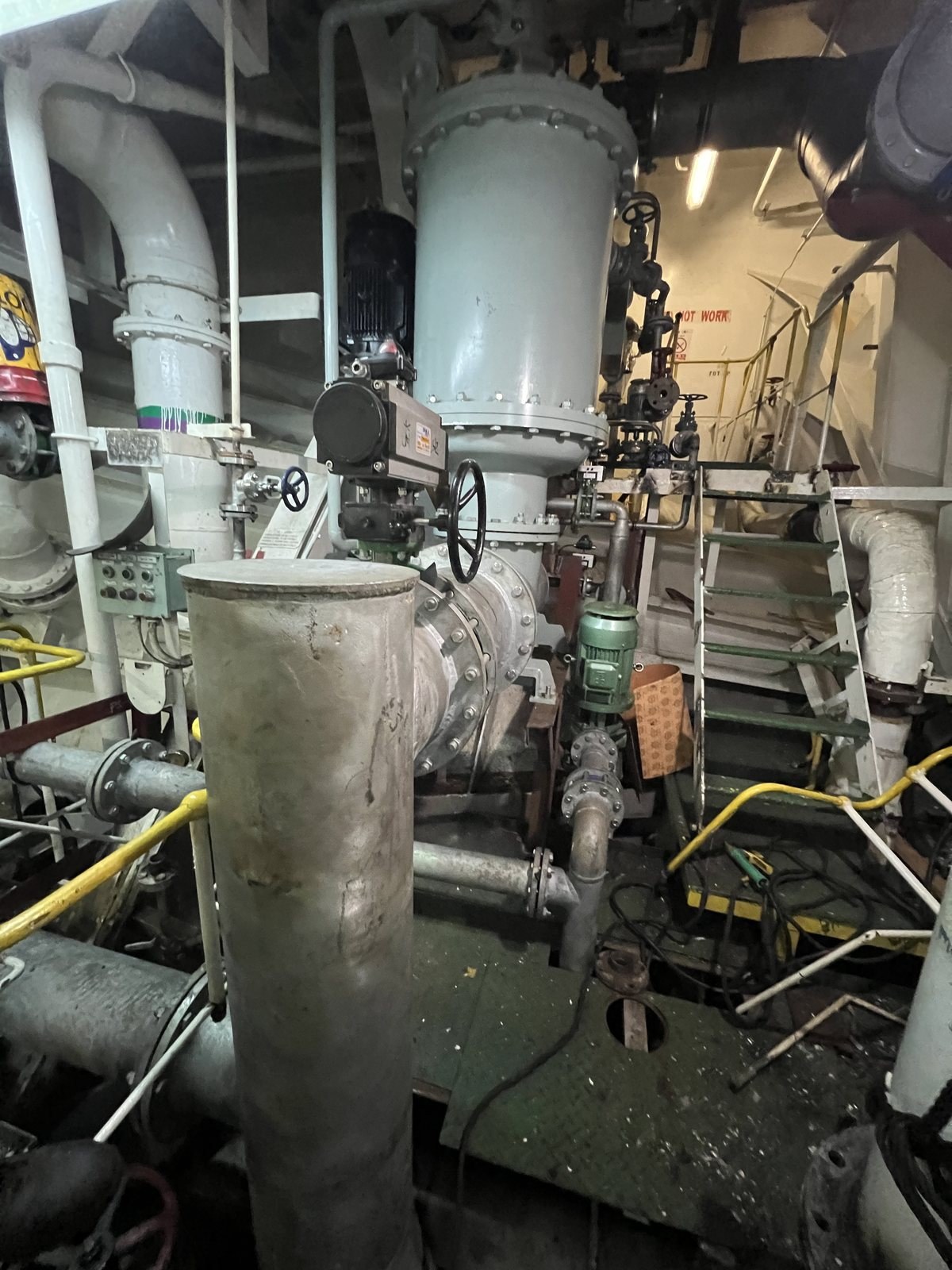 BWMS pipework in the engine room