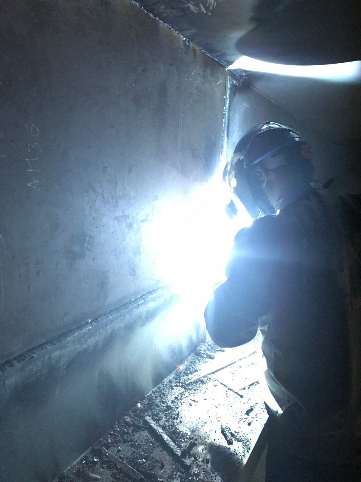 Welding inside a confined space