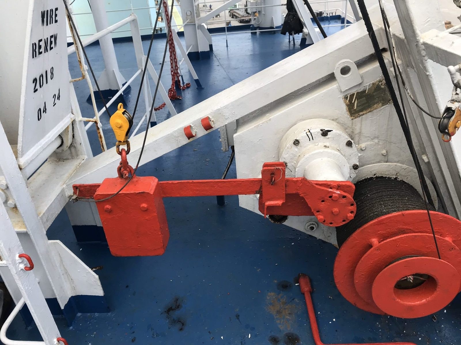 Davit winch after wire renewal