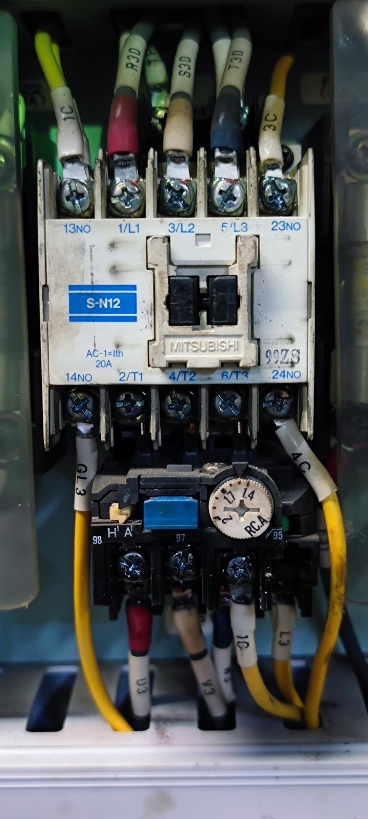 Electrical contactor and overload relay supplied as a technical spare.