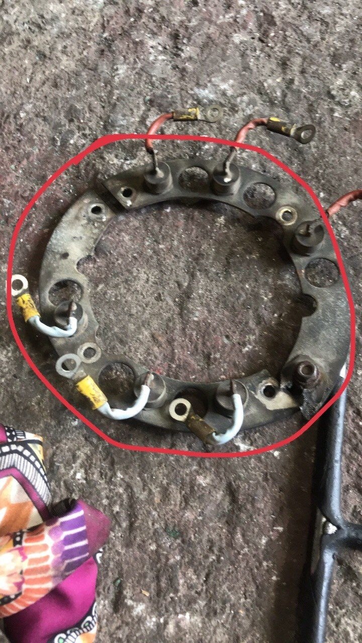 Generator terminal ring with the defect area marked