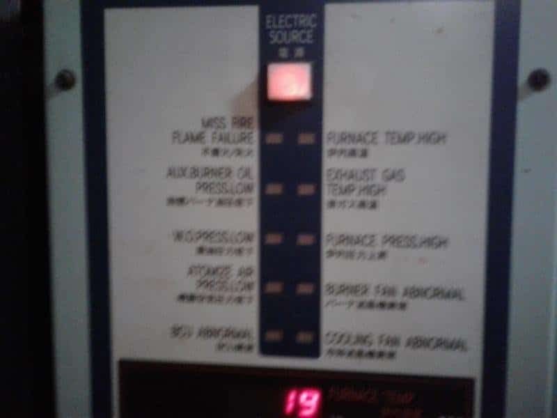 Incinerator alarm panel