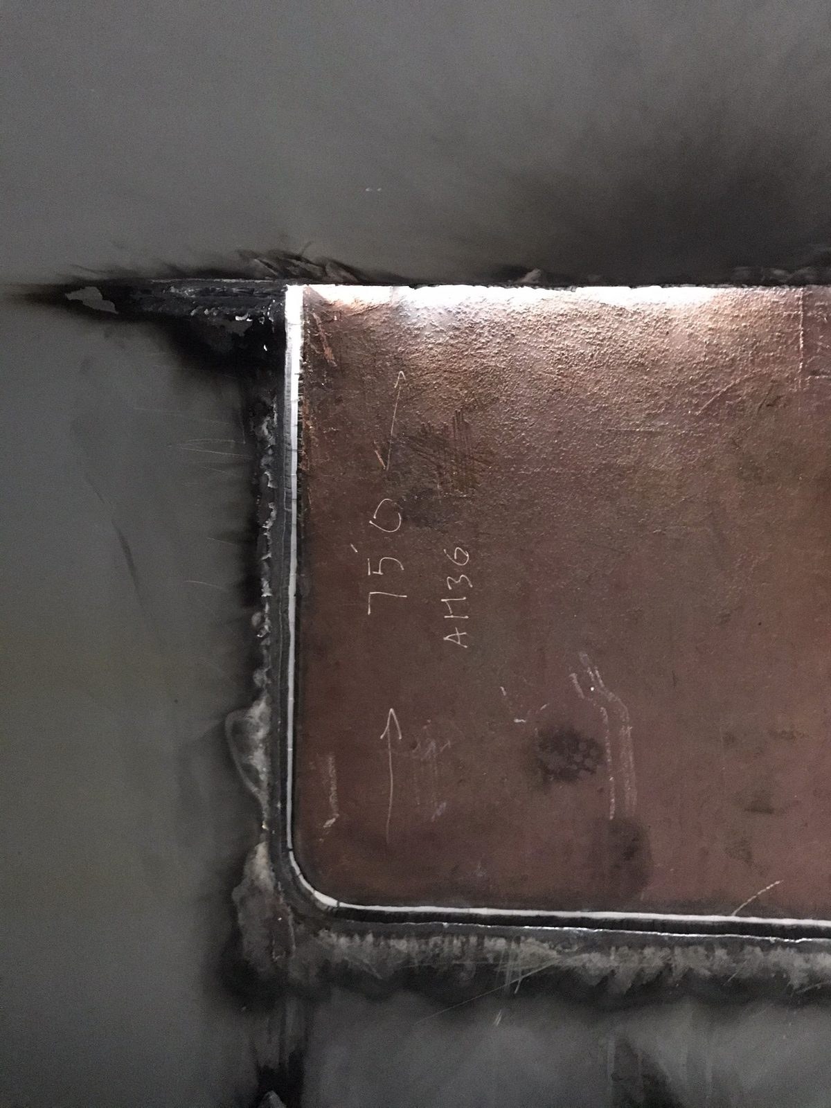 Insert plate welded and marked