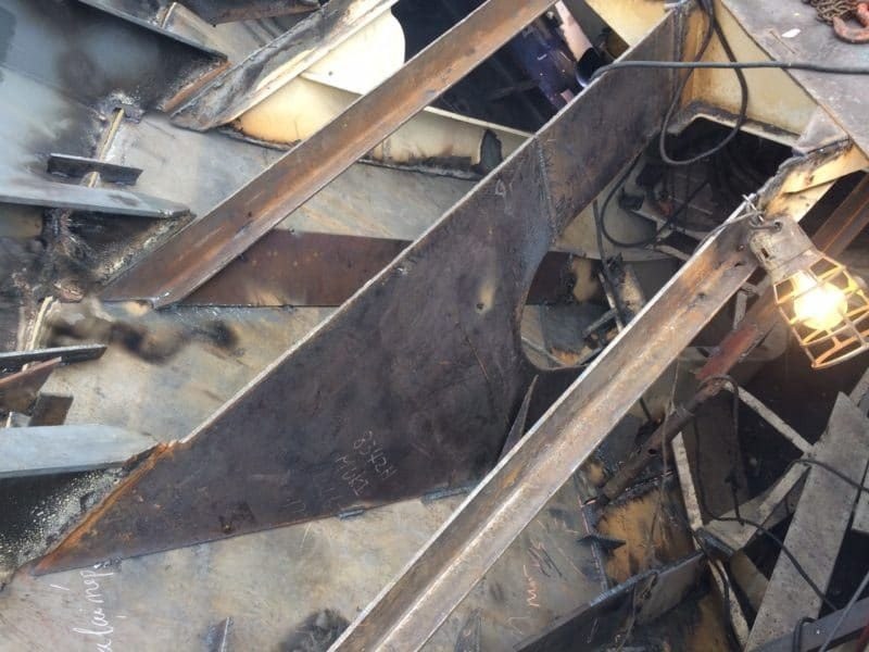Internal steel structure during renewal