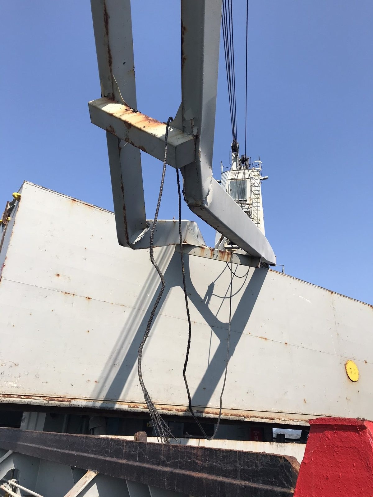 Jib crane boom structure under repair