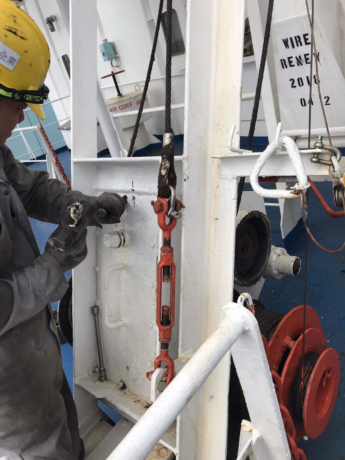 Lifeboat davit wire renewal