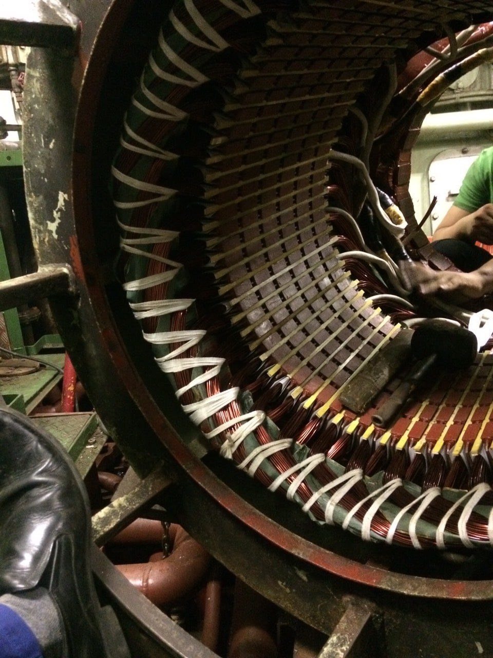 Motor stator winding in progress