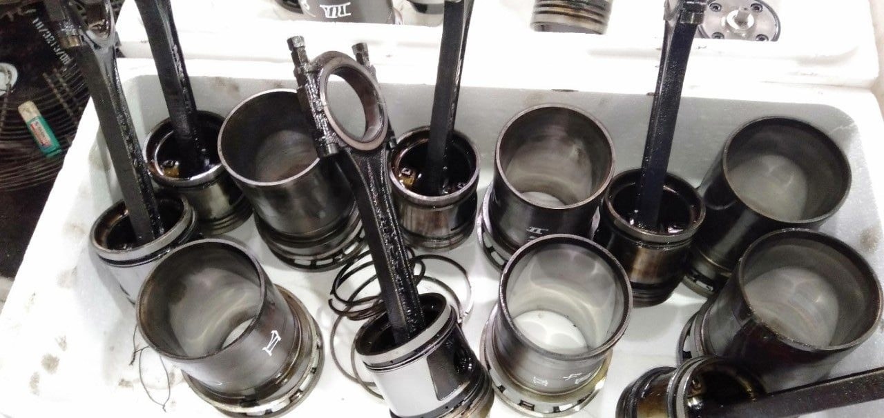 Pistons removed for overhaul