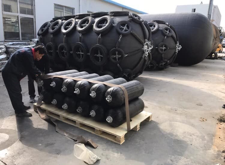 Pneumatic fenders prepared for delivery