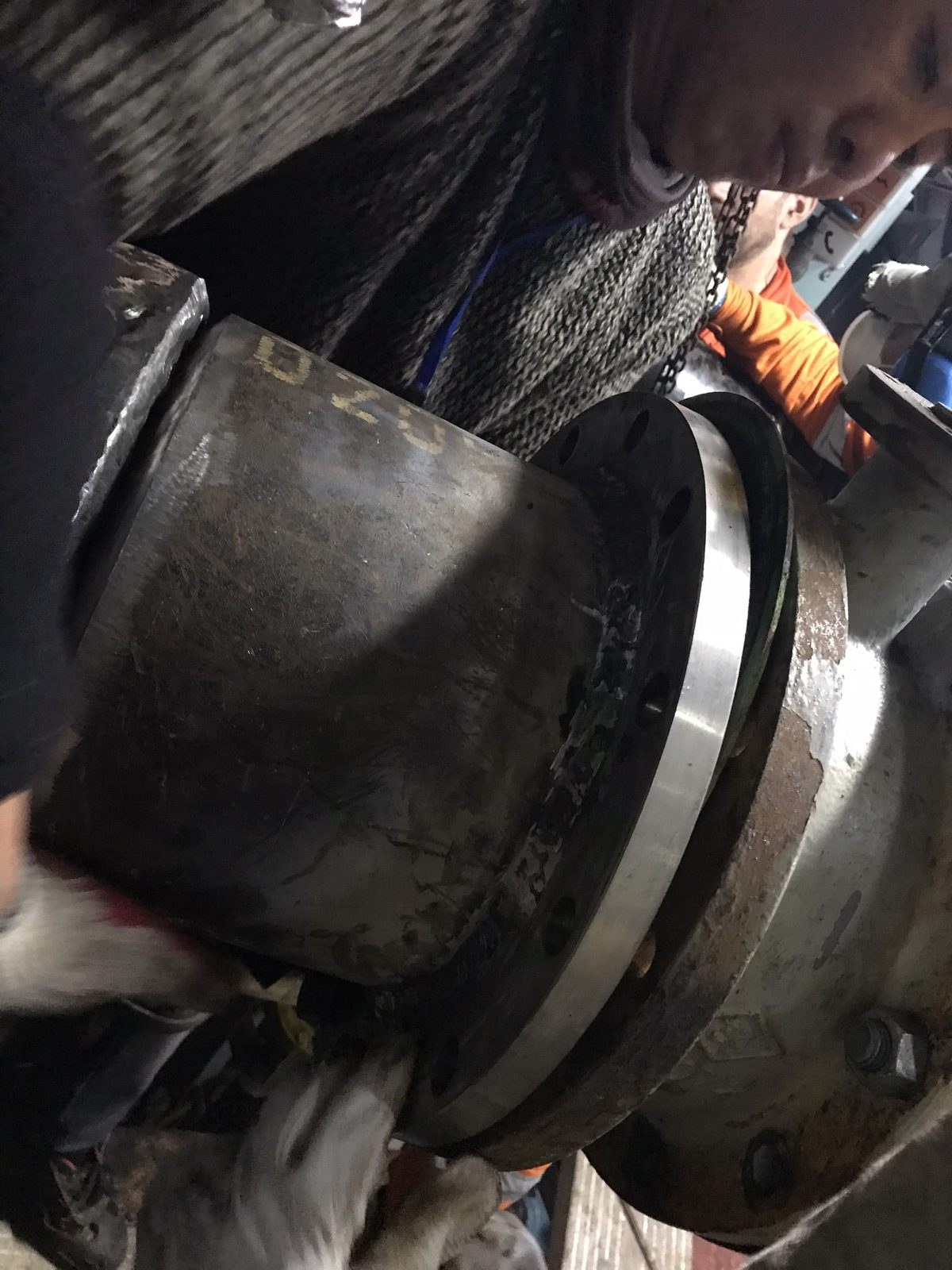 Scrubber overboard spool prepared for fitting