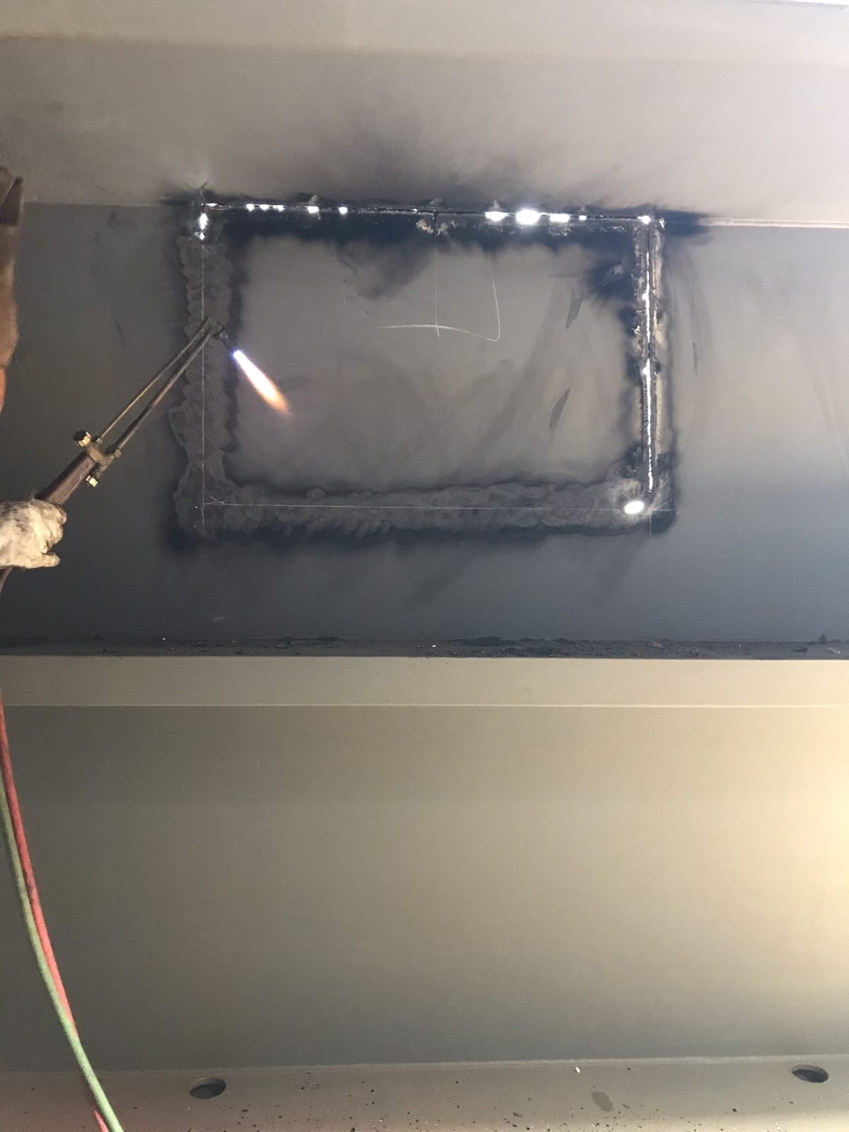 Hot work around an insert in the shell plate