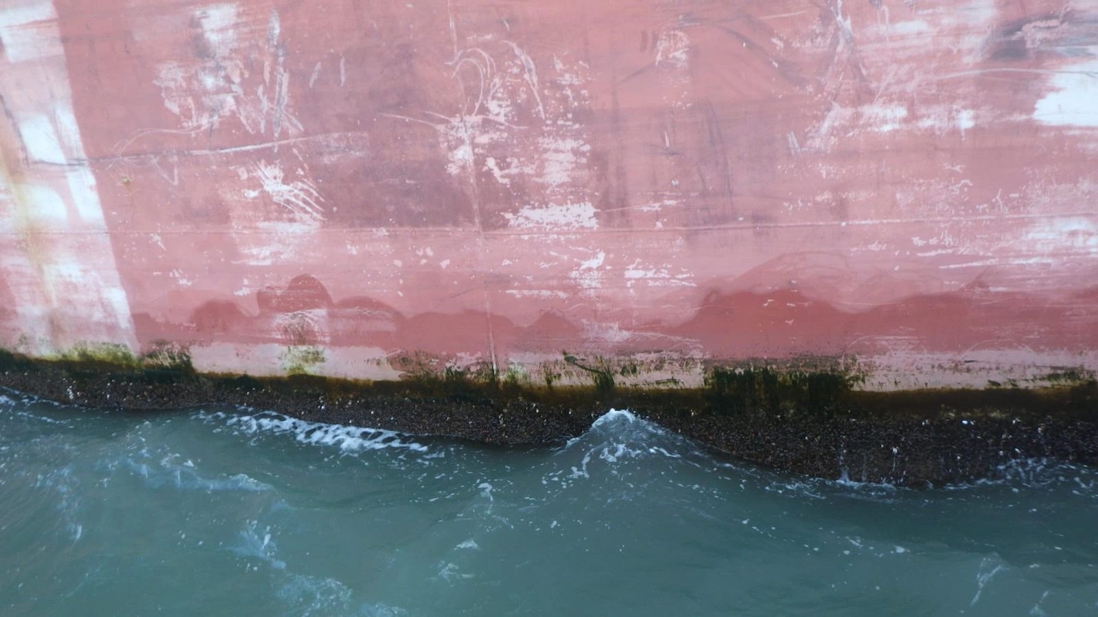 Fouling along the waterline on the hull side