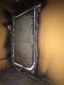 Completed welded insert plate after bulkhead steel renewal onboard a vessel