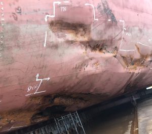Renewal Keel Steel in Dry-dock After Grounding Damage