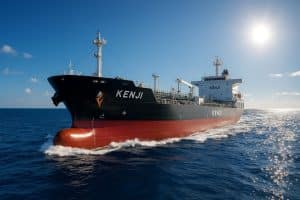 Oil/chemical tanker KENJI (ex-AN PHU 15) sailing under bright sunlight on the open sea after successful sale by SVC Marine.
