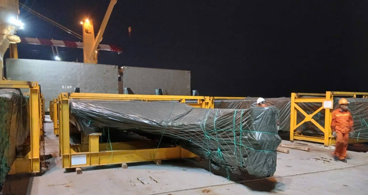 Equipment cargo secured for shipment from Dung Quat Vietnam