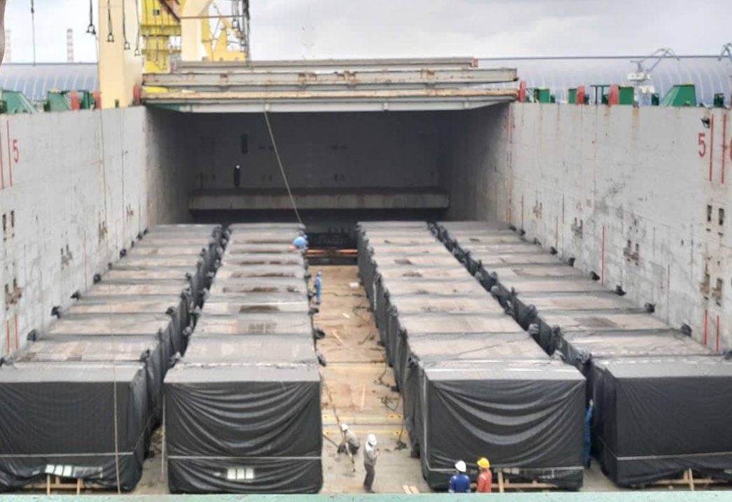Heavy equipment cargo prepared for shipping from Dung Quat Vietnam