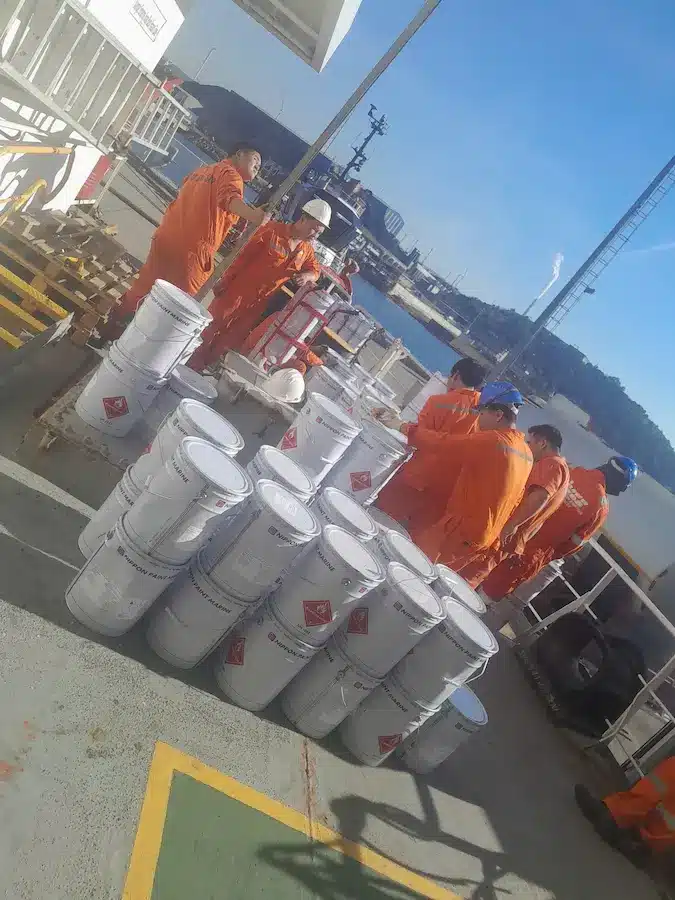 Coating delivery to a vessel alongside a Vietnamese port berth